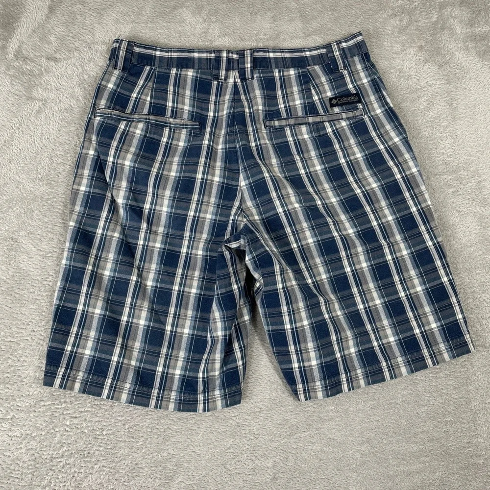 Columbia‎ Plaid Shorts Mens 32 Blue Cotton Outdoor Hiking Casual Gorpcore